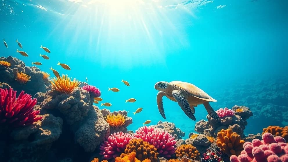 Dykning i Zanzibar färgglada rev och sköldpaddor